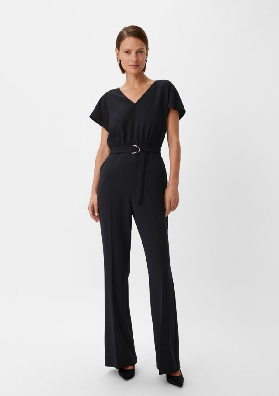 Clothing Comma | Crepe Jumpsuit With A Flared Leg