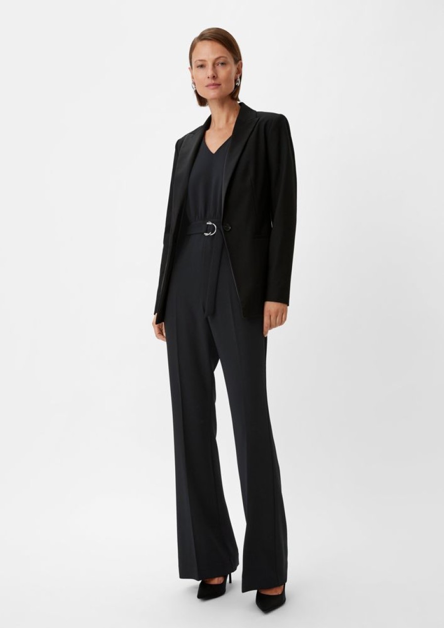 Clothing Comma | Crepe Jumpsuit With A Flared Leg