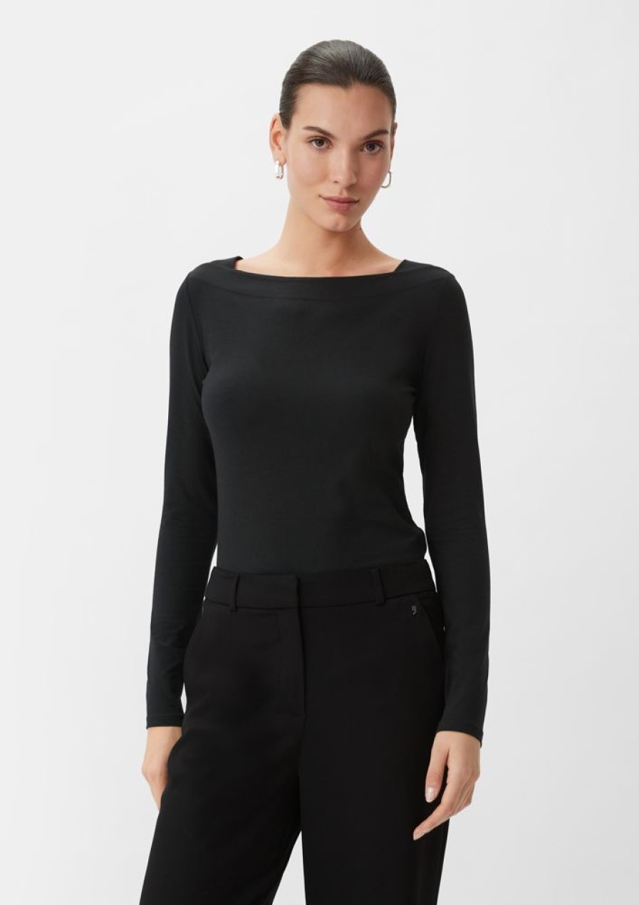 Clothing Comma | Long Sleeve Top With A Square Neckline