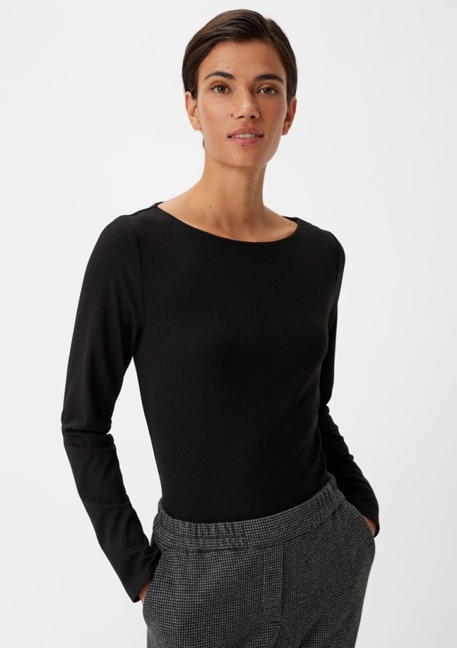 Clothing Comma | Long Sleeve Top In A Modal Blend