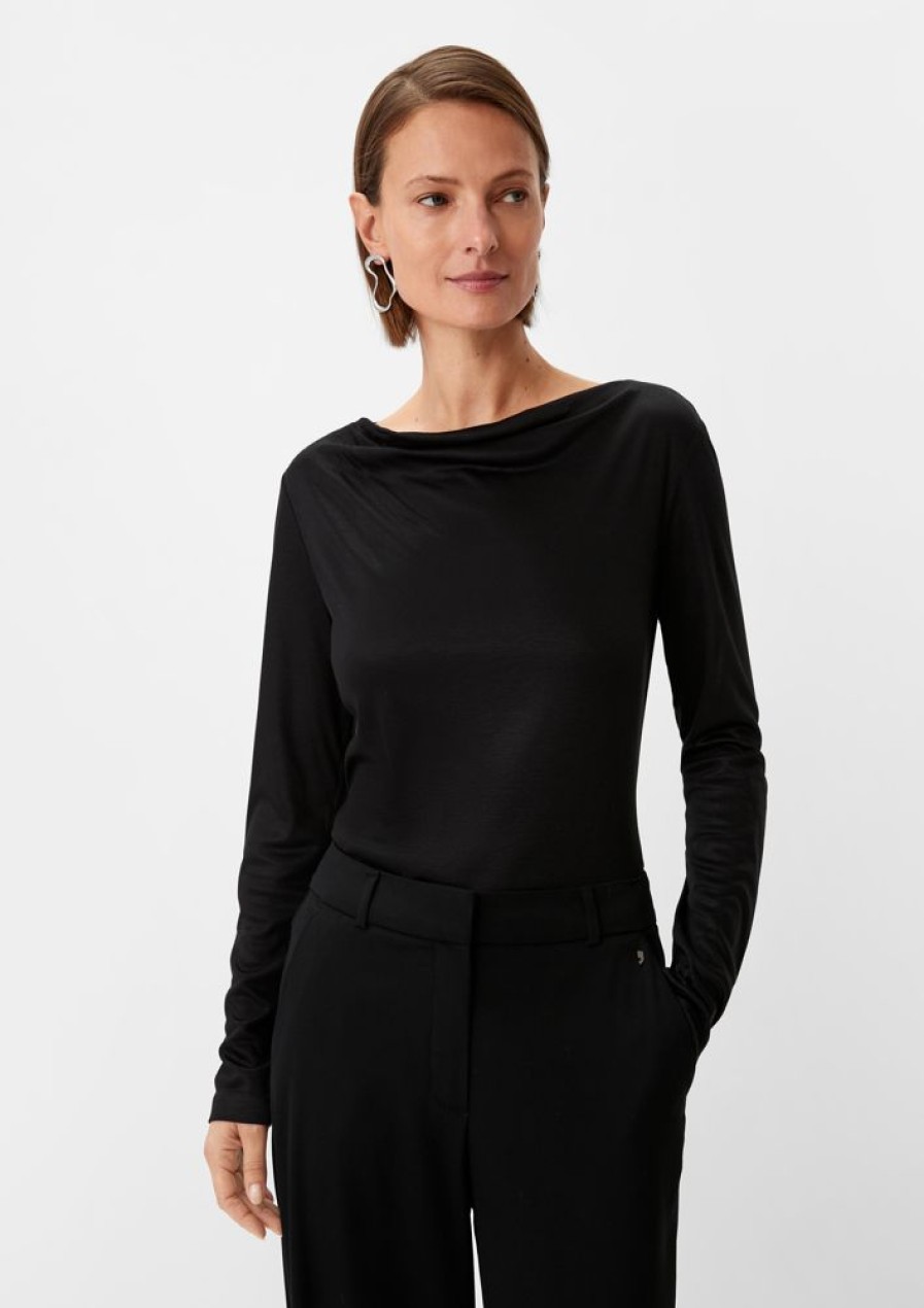 Clothing Comma | Viscose Top With A Cowl Neckline